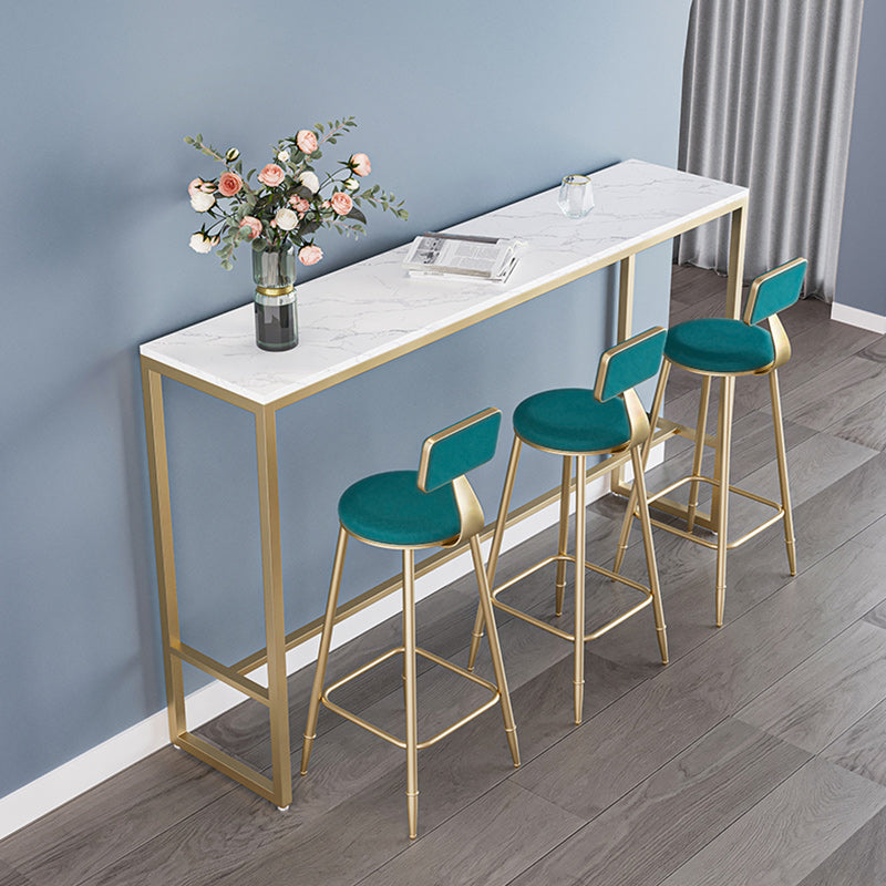 Stone Bar Dining Table Glam Style Rectangle Bar Table with Trestle for Dessert Shop