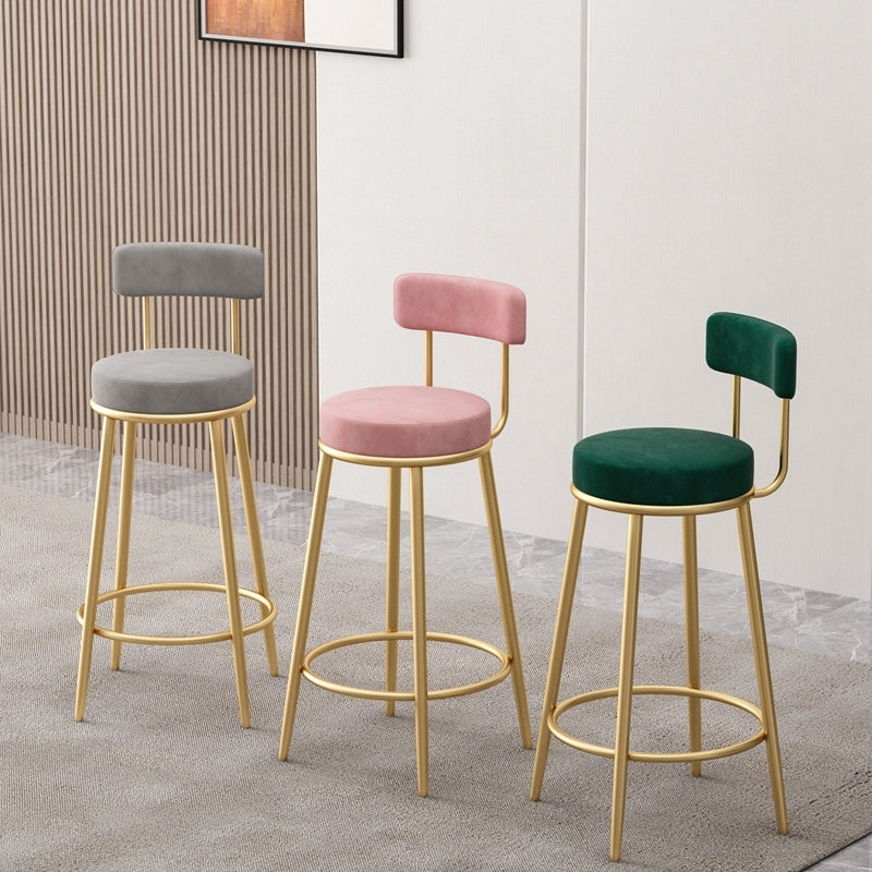 Nordic Glam Bar Stool Round Counter Bar-Stool with Metal Legs Clearhalo 'Bar Furniture' 'Bar Stools' 'bar_stools' 'furn' 'furn_bar_stools' 'Furniture' 'furniture_bar_stools' 'Kitchen & Dining Furniture' 5154376