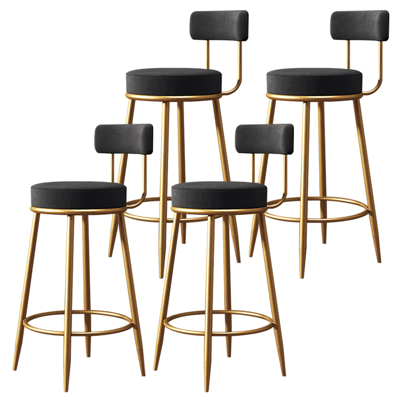 Nordic Glam Bar Stool Round Counter Bar-Stool with Metal Legs Black 4 Piece Set Clearhalo 'Bar Furniture' 'Bar Stools' 'bar_stools' 'furn' 'furn_bar_stools' 'Furniture' 'furniture_bar_stools' 'Kitchen & Dining Furniture' 5154378