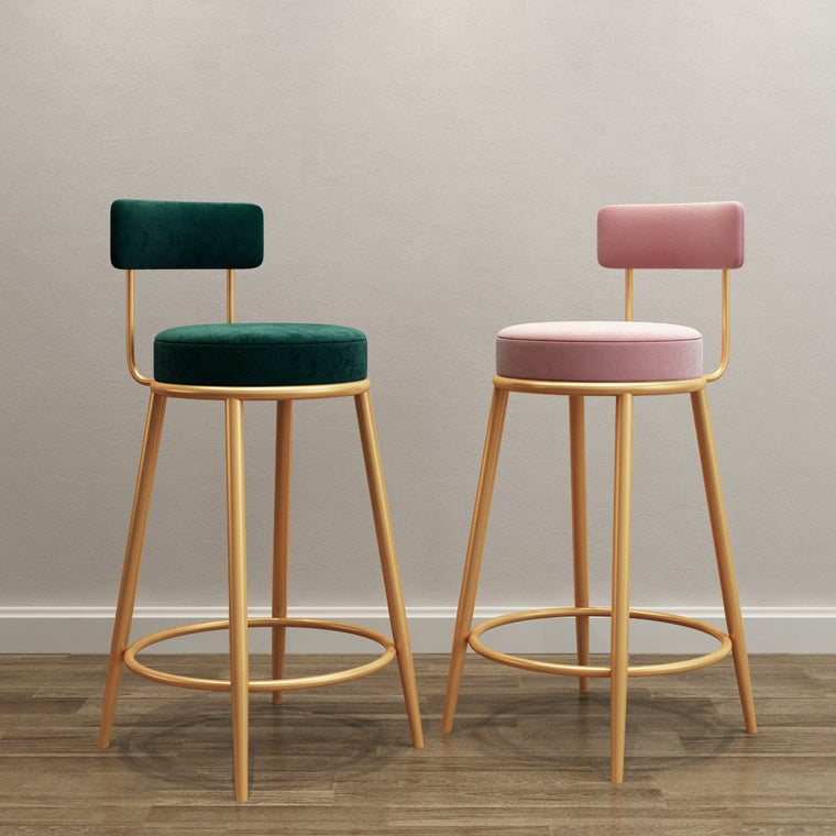 Nordic Glam Bar Stool Round Counter Bar-Stool with Metal Legs Clearhalo 'Bar Furniture' 'Bar Stools' 'bar_stools' 'furn' 'furn_bar_stools' 'Furniture' 'furniture_bar_stools' 'Kitchen & Dining Furniture' 5154380