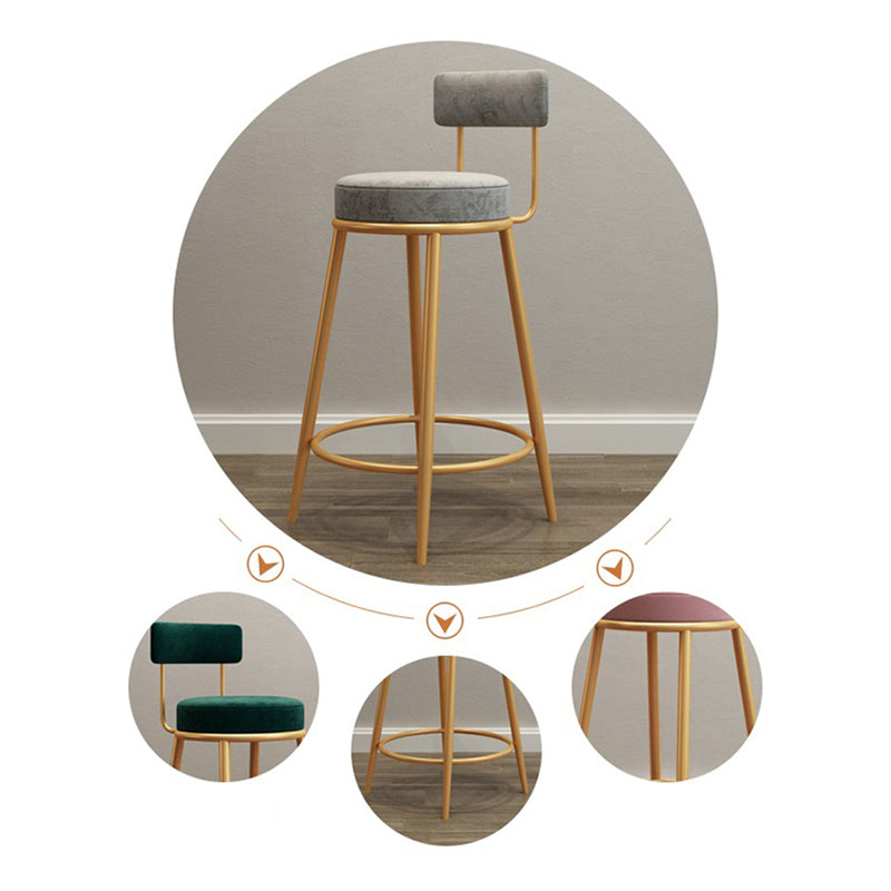 Nordic Glam Bar Stool Round Counter Bar-Stool with Metal Legs Clearhalo 'Bar Furniture' 'Bar Stools' 'bar_stools' 'furn' 'furn_bar_stools' 'Furniture' 'furniture_bar_stools' 'Kitchen & Dining Furniture' 5154385