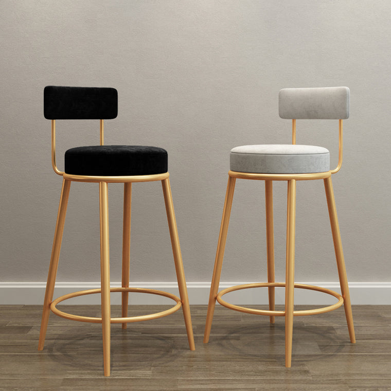 Nordic Glam Bar Stool Round Counter Bar-Stool with Metal Legs Clearhalo 'Bar Furniture' 'Bar Stools' 'bar_stools' 'furn' 'furn_bar_stools' 'Furniture' 'furniture_bar_stools' 'Kitchen & Dining Furniture' 5154389
