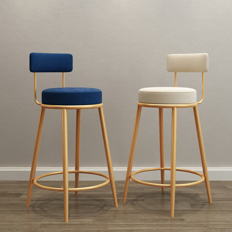 Nordic Glam Bar Stool Round Counter Bar-Stool with Metal Legs Clearhalo 'Bar Furniture' 'Bar Stools' 'bar_stools' 'furn' 'furn_bar_stools' 'Furniture' 'furniture_bar_stools' 'Kitchen & Dining Furniture' 5154391