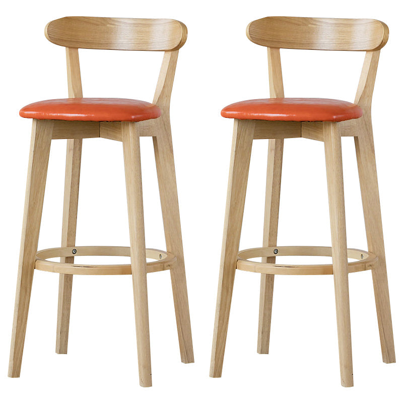 Scandinavian Rubberwood Low Back Barstool Milk Tea Shop Upholstered Stool Orange 2 Piece Set Clearhalo 'Bar Furniture' 'Bar Stools' 'bar_stools' 'furn' 'furn_bar_stools' 'Furniture' 'Kitchen & Dining Furniture' 5154398