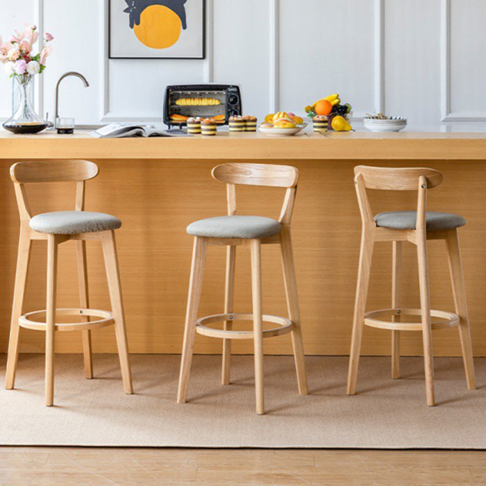 Scandinavian Rubberwood Low Back Barstool Milk Tea Shop Upholstered Stool Clearhalo 'Bar Furniture' 'Bar Stools' 'bar_stools' 'furn' 'furn_bar_stools' 'Furniture' 'Kitchen & Dining Furniture' 5154399