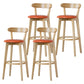 Scandinavian Rubberwood Low Back Barstool Milk Tea Shop Upholstered Stool Orange 4 Piece Set Clearhalo 'Bar Furniture' 'Bar Stools' 'bar_stools' 'furn' 'furn_bar_stools' 'Furniture' 'Kitchen & Dining Furniture' 5154400