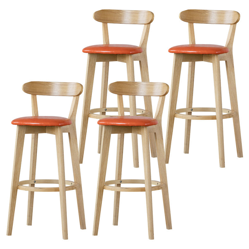 Scandinavian Rubberwood Low Back Barstool Milk Tea Shop Upholstered Stool Orange 4 Piece Set Clearhalo 'Bar Furniture' 'Bar Stools' 'bar_stools' 'furn' 'furn_bar_stools' 'Furniture' 'Kitchen & Dining Furniture' 5154400