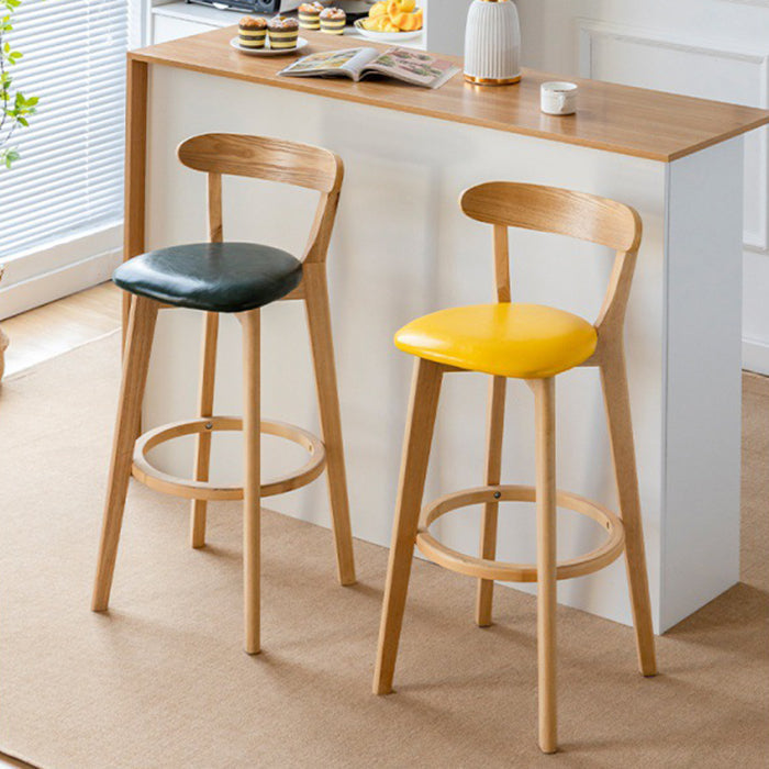 Scandinavian Rubberwood Low Back Barstool Milk Tea Shop Upholstered Stool Clearhalo 'Bar Furniture' 'Bar Stools' 'bar_stools' 'furn' 'furn_bar_stools' 'Furniture' 'Kitchen & Dining Furniture' 5154401