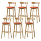 Scandinavian Rubberwood Low Back Barstool Milk Tea Shop Upholstered Stool Orange 6 Piece Set Clearhalo 'Bar Furniture' 'Bar Stools' 'bar_stools' 'furn' 'furn_bar_stools' 'Furniture' 'Kitchen & Dining Furniture' 5154402