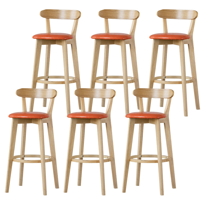 Scandinavian Rubberwood Low Back Barstool Milk Tea Shop Upholstered Stool Orange 6 Piece Set Clearhalo 'Bar Furniture' 'Bar Stools' 'bar_stools' 'furn' 'furn_bar_stools' 'Furniture' 'Kitchen & Dining Furniture' 5154402