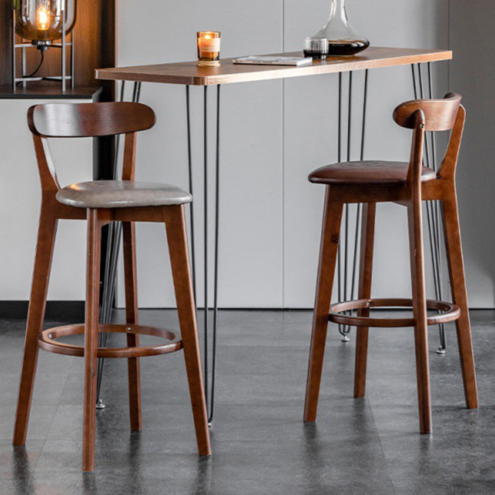 Scandinavian Rubberwood Low Back Barstool Milk Tea Shop Upholstered Stool Clearhalo 'Bar Furniture' 'Bar Stools' 'bar_stools' 'furn' 'furn_bar_stools' 'Furniture' 'Kitchen & Dining Furniture' 5154403