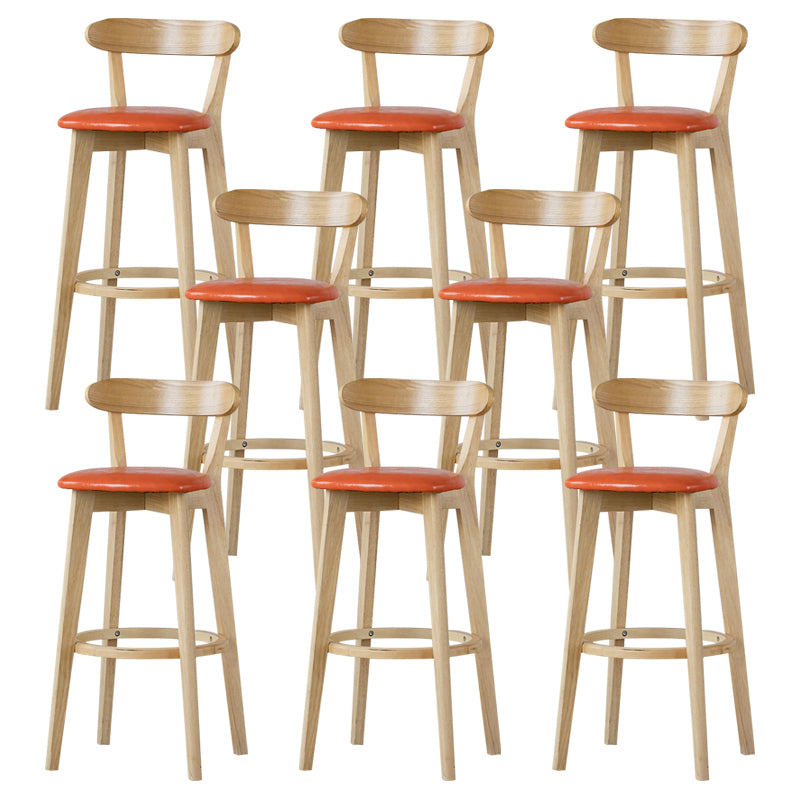 Scandinavian Rubberwood Low Back Barstool Milk Tea Shop Upholstered Stool Orange 8 Piece Set Clearhalo 'Bar Furniture' 'Bar Stools' 'bar_stools' 'furn' 'furn_bar_stools' 'Furniture' 'Kitchen & Dining Furniture' 5154404