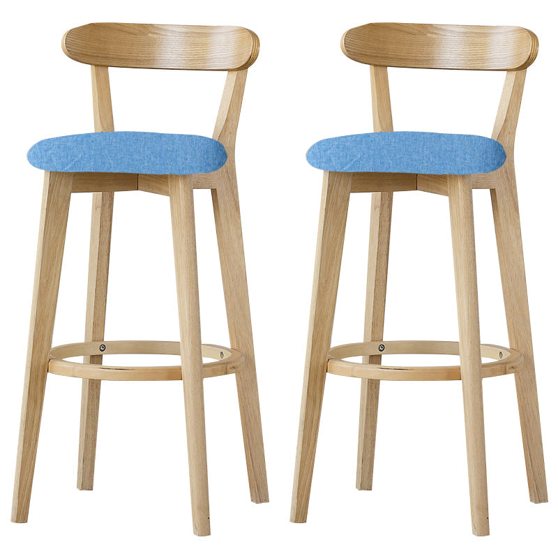 Scandinavian Rubberwood Low Back Barstool Milk Tea Shop Upholstered Stool Light Blue 2 Piece Set Clearhalo 'Bar Furniture' 'Bar Stools' 'bar_stools' 'furn' 'furn_bar_stools' 'Furniture' 'Kitchen & Dining Furniture' 5154405