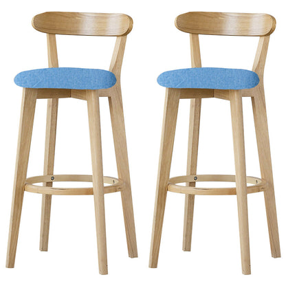 Scandinavian Rubberwood Low Back Barstool Milk Tea Shop Upholstered Stool Light Blue 2 Piece Set Clearhalo 'Bar Furniture' 'Bar Stools' 'bar_stools' 'furn' 'furn_bar_stools' 'Furniture' 'Kitchen & Dining Furniture' 5154405