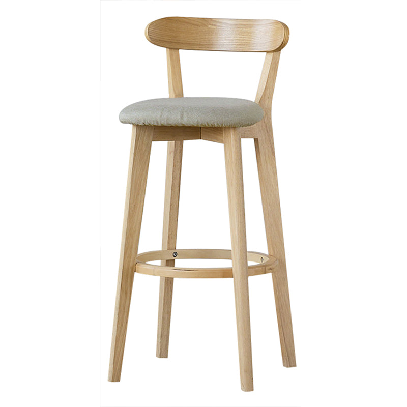 Scandinavian Rubberwood Low Back Barstool Milk Tea Shop Upholstered Stool Clearhalo 'Bar Furniture' 'Bar Stools' 'bar_stools' 'furn' 'furn_bar_stools' 'Furniture' 'Kitchen & Dining Furniture' 5154406