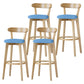 Scandinavian Rubberwood Low Back Barstool Milk Tea Shop Upholstered Stool Light Blue 4 Piece Set Clearhalo 'Bar Furniture' 'Bar Stools' 'bar_stools' 'furn' 'furn_bar_stools' 'Furniture' 'Kitchen & Dining Furniture' 5154407