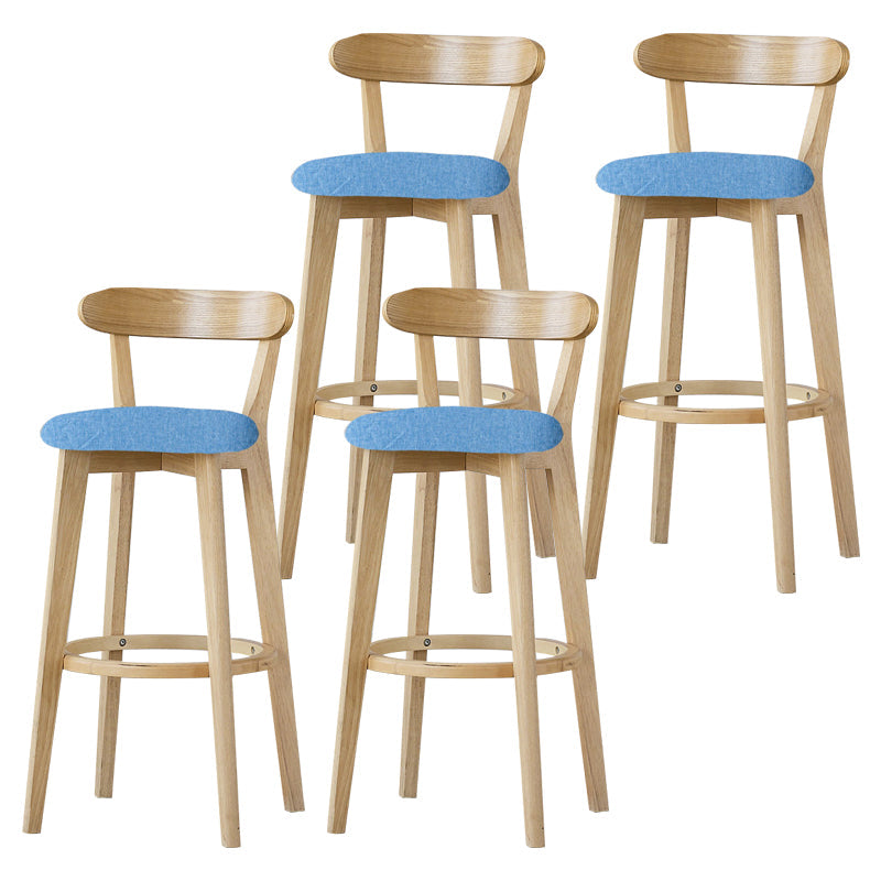 Scandinavian Rubberwood Low Back Barstool Milk Tea Shop Upholstered Stool Light Blue 4 Piece Set Clearhalo 'Bar Furniture' 'Bar Stools' 'bar_stools' 'furn' 'furn_bar_stools' 'Furniture' 'Kitchen & Dining Furniture' 5154407