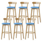 Scandinavian Rubberwood Low Back Barstool Milk Tea Shop Upholstered Stool Light Blue 6 Piece Set Clearhalo 'Bar Furniture' 'Bar Stools' 'bar_stools' 'furn' 'furn_bar_stools' 'Furniture' 'Kitchen & Dining Furniture' 5154409