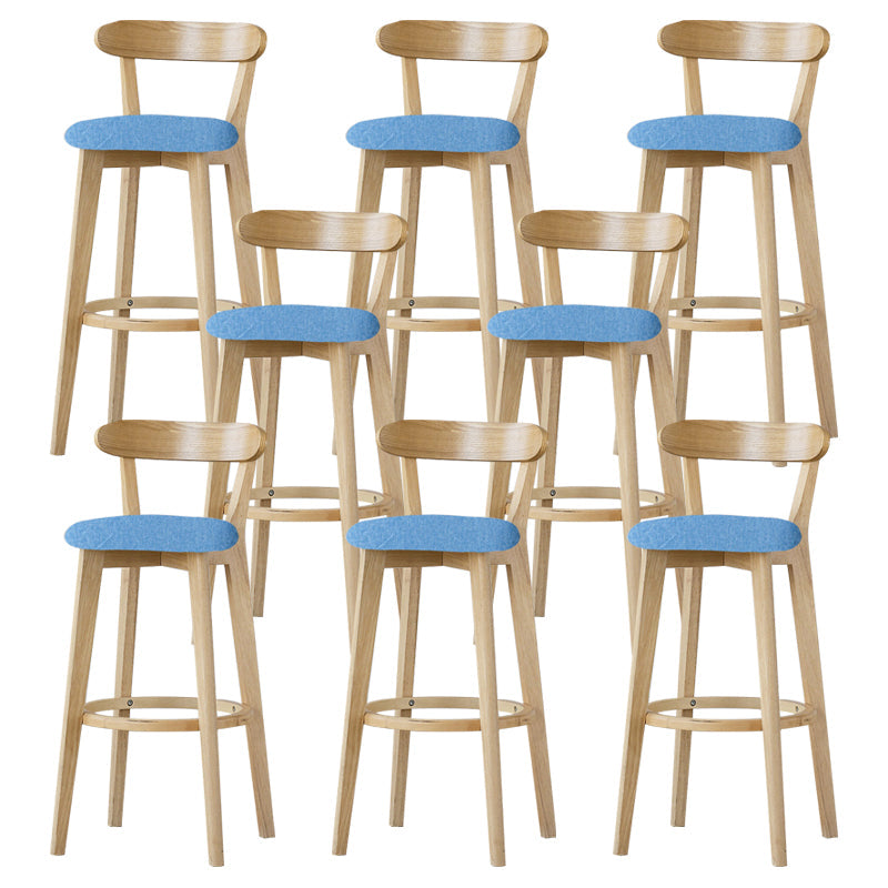 Scandinavian Rubberwood Low Back Barstool Milk Tea Shop Upholstered Stool Light Blue 8 Piece Set Clearhalo 'Bar Furniture' 'Bar Stools' 'bar_stools' 'furn' 'furn_bar_stools' 'Furniture' 'Kitchen & Dining Furniture' 5154411