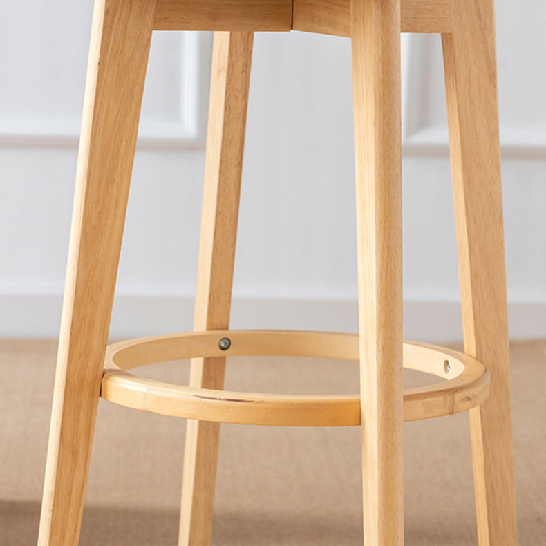 Scandinavian Rubberwood Low Back Barstool Milk Tea Shop Upholstered Stool Clearhalo 'Bar Furniture' 'Bar Stools' 'bar_stools' 'furn' 'furn_bar_stools' 'Furniture' 'Kitchen & Dining Furniture' 5154412