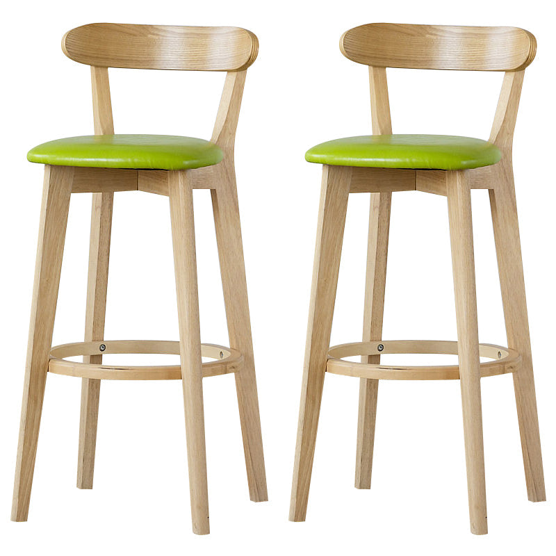 Scandinavian Rubberwood Low Back Barstool Milk Tea Shop Upholstered Stool Fruit Green 2 Piece Set Clearhalo 'Bar Furniture' 'Bar Stools' 'bar_stools' 'furn' 'furn_bar_stools' 'Furniture' 'Kitchen & Dining Furniture' 5154413