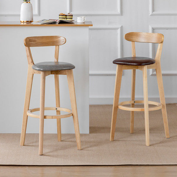 Scandinavian Rubberwood Low Back Barstool Milk Tea Shop Upholstered Stool Clearhalo 'Bar Furniture' 'Bar Stools' 'bar_stools' 'furn' 'furn_bar_stools' 'Furniture' 'Kitchen & Dining Furniture' 5154415