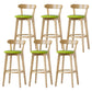 Scandinavian Rubberwood Low Back Barstool Milk Tea Shop Upholstered Stool Fruit Green 6 Piece Set Clearhalo 'Bar Furniture' 'Bar Stools' 'bar_stools' 'furn' 'furn_bar_stools' 'Furniture' 'Kitchen & Dining Furniture' 5154417