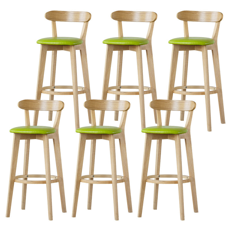 Scandinavian Rubberwood Low Back Barstool Milk Tea Shop Upholstered Stool Fruit Green 6 Piece Set Clearhalo 'Bar Furniture' 'Bar Stools' 'bar_stools' 'furn' 'furn_bar_stools' 'Furniture' 'Kitchen & Dining Furniture' 5154417