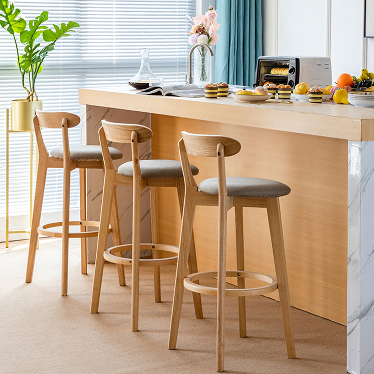 Scandinavian Rubberwood Low Back Barstool Milk Tea Shop Upholstered Stool Clearhalo 'Bar Furniture' 'Bar Stools' 'bar_stools' 'furn' 'furn_bar_stools' 'Furniture' 'Kitchen & Dining Furniture' 5154418