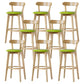 Scandinavian Rubberwood Low Back Barstool Milk Tea Shop Upholstered Stool Fruit Green 8 Piece Set Clearhalo 'Bar Furniture' 'Bar Stools' 'bar_stools' 'furn' 'furn_bar_stools' 'Furniture' 'Kitchen & Dining Furniture' 5154419