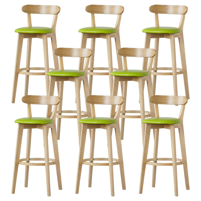 Scandinavian Rubberwood Low Back Barstool Milk Tea Shop Upholstered Stool Fruit Green 8 Piece Set Clearhalo 'Bar Furniture' 'Bar Stools' 'bar_stools' 'furn' 'furn_bar_stools' 'Furniture' 'Kitchen & Dining Furniture' 5154419