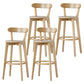 Scandinavian Rubberwood Low Back Barstool Milk Tea Shop Upholstered Stool Wood 4 Piece Set Clearhalo 'Bar Furniture' 'Bar Stools' 'bar_stools' 'furn' 'furn_bar_stools' 'Furniture' 'Kitchen & Dining Furniture' 5154423