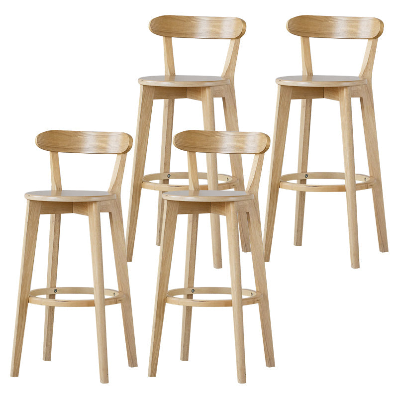 Scandinavian Rubberwood Low Back Barstool Milk Tea Shop Upholstered Stool Wood 4 Piece Set Clearhalo 'Bar Furniture' 'Bar Stools' 'bar_stools' 'furn' 'furn_bar_stools' 'Furniture' 'Kitchen & Dining Furniture' 5154423