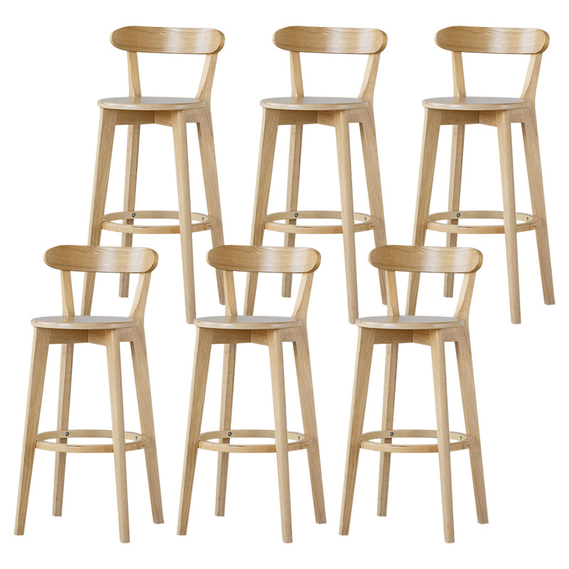 Scandinavian Rubberwood Low Back Barstool Milk Tea Shop Upholstered Stool Wood 6 Piece Set Clearhalo 'Bar Furniture' 'Bar Stools' 'bar_stools' 'furn' 'furn_bar_stools' 'Furniture' 'Kitchen & Dining Furniture' 5154425