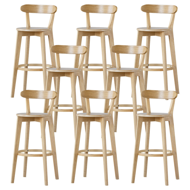 Scandinavian Rubberwood Low Back Barstool Milk Tea Shop Upholstered Stool Wood 8 Piece Set Clearhalo 'Bar Furniture' 'Bar Stools' 'bar_stools' 'furn' 'furn_bar_stools' 'Furniture' 'Kitchen & Dining Furniture' 5154426