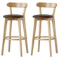 Scandinavian Rubberwood Low Back Barstool Milk Tea Shop Upholstered Stool Brown 2 Piece Set Clearhalo 'Bar Furniture' 'Bar Stools' 'bar_stools' 'furn' 'furn_bar_stools' 'Furniture' 'Kitchen & Dining Furniture' 5154427