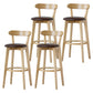 Scandinavian Rubberwood Low Back Barstool Milk Tea Shop Upholstered Stool Brown 4 Piece Set Clearhalo 'Bar Furniture' 'Bar Stools' 'bar_stools' 'furn' 'furn_bar_stools' 'Furniture' 'Kitchen & Dining Furniture' 5154428