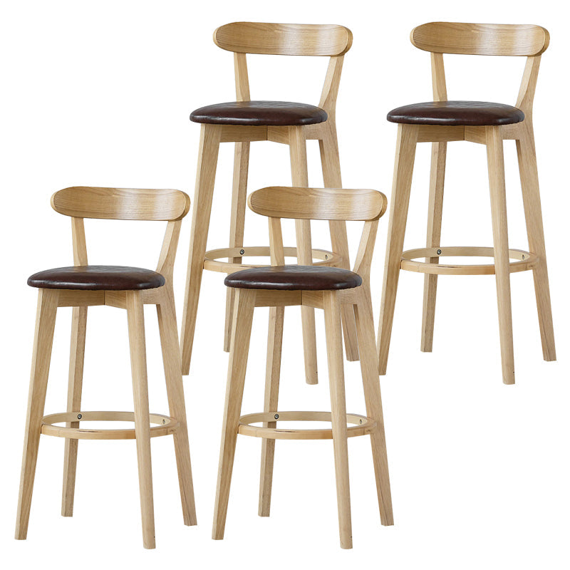 Scandinavian Rubberwood Low Back Barstool Milk Tea Shop Upholstered Stool Brown 4 Piece Set Clearhalo 'Bar Furniture' 'Bar Stools' 'bar_stools' 'furn' 'furn_bar_stools' 'Furniture' 'Kitchen & Dining Furniture' 5154428