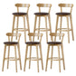 Scandinavian Rubberwood Low Back Barstool Milk Tea Shop Upholstered Stool Brown 6 Piece Set Clearhalo 'Bar Furniture' 'Bar Stools' 'bar_stools' 'furn' 'furn_bar_stools' 'Furniture' 'Kitchen & Dining Furniture' 5154429