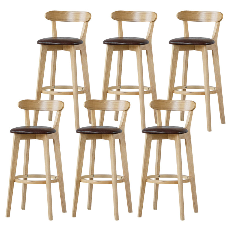 Scandinavian Rubberwood Low Back Barstool Milk Tea Shop Upholstered Stool Brown 6 Piece Set Clearhalo 'Bar Furniture' 'Bar Stools' 'bar_stools' 'furn' 'furn_bar_stools' 'Furniture' 'Kitchen & Dining Furniture' 5154429