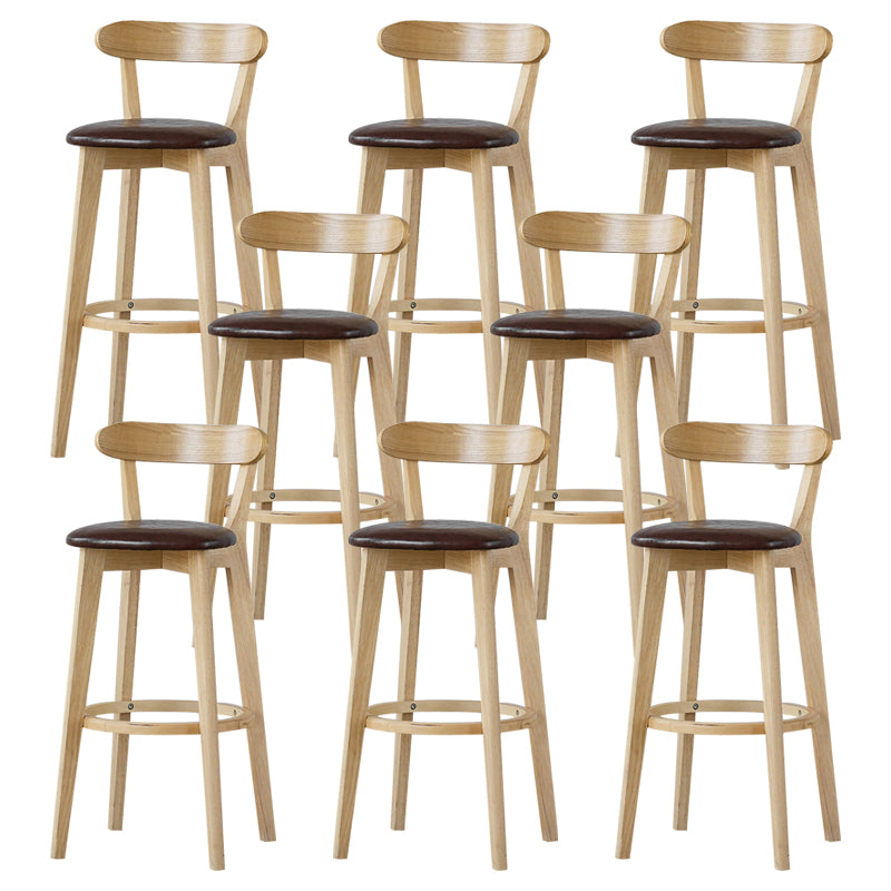 Scandinavian Rubberwood Low Back Barstool Milk Tea Shop Upholstered Stool Brown 8 Piece Set Clearhalo 'Bar Furniture' 'Bar Stools' 'bar_stools' 'furn' 'furn_bar_stools' 'Furniture' 'Kitchen & Dining Furniture' 5154430