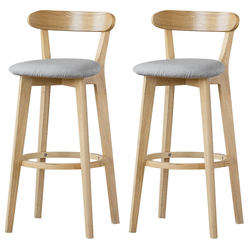 Scandinavian Rubberwood Low Back Barstool Milk Tea Shop Upholstered Stool Light Gray 2 Piece Set Clearhalo 'Bar Furniture' 'Bar Stools' 'bar_stools' 'furn' 'furn_bar_stools' 'Furniture' 'Kitchen & Dining Furniture' 5154431