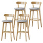 Scandinavian Rubberwood Low Back Barstool Milk Tea Shop Upholstered Stool Light Gray 4 Piece Set Clearhalo 'Bar Furniture' 'Bar Stools' 'bar_stools' 'furn' 'furn_bar_stools' 'Furniture' 'Kitchen & Dining Furniture' 5154432