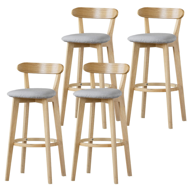 Scandinavian Rubberwood Low Back Barstool Milk Tea Shop Upholstered Stool Light Gray 4 Piece Set Clearhalo 'Bar Furniture' 'Bar Stools' 'bar_stools' 'furn' 'furn_bar_stools' 'Furniture' 'Kitchen & Dining Furniture' 5154432