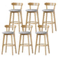 Scandinavian Rubberwood Low Back Barstool Milk Tea Shop Upholstered Stool Light Gray 6 Piece Set Clearhalo 'Bar Furniture' 'Bar Stools' 'bar_stools' 'furn' 'furn_bar_stools' 'Furniture' 'Kitchen & Dining Furniture' 5154433