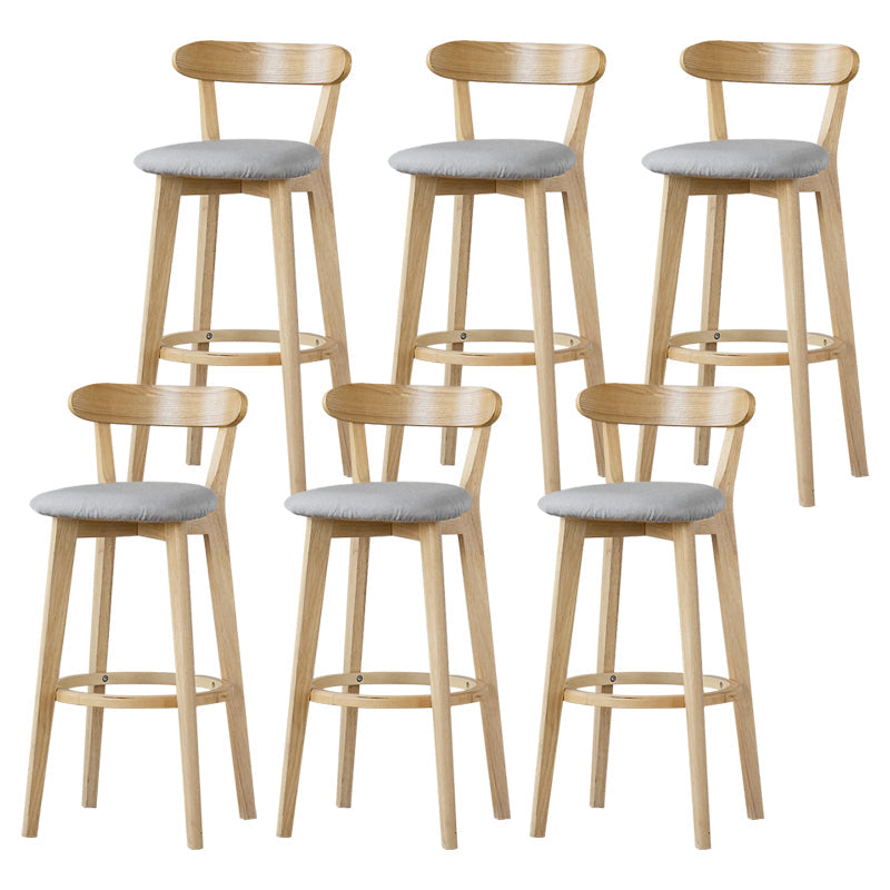 Scandinavian Rubberwood Low Back Barstool Milk Tea Shop Upholstered Stool Light Gray 6 Piece Set Clearhalo 'Bar Furniture' 'Bar Stools' 'bar_stools' 'furn' 'furn_bar_stools' 'Furniture' 'Kitchen & Dining Furniture' 5154433