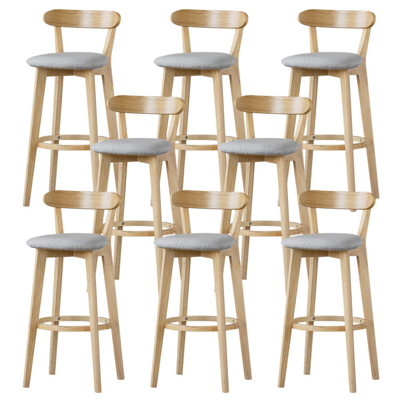 Scandinavian Rubberwood Low Back Barstool Milk Tea Shop Upholstered Stool Light Gray 8 Piece Set Clearhalo 'Bar Furniture' 'Bar Stools' 'bar_stools' 'furn' 'furn_bar_stools' 'Furniture' 'Kitchen & Dining Furniture' 5154434