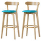 Scandinavian Rubberwood Low Back Barstool Milk Tea Shop Upholstered Stool Lake Blue 2 Piece Set Clearhalo 'Bar Furniture' 'Bar Stools' 'bar_stools' 'furn' 'furn_bar_stools' 'Furniture' 'Kitchen & Dining Furniture' 5154435