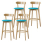 Scandinavian Rubberwood Low Back Barstool Milk Tea Shop Upholstered Stool Lake Blue 4 Piece Set Clearhalo 'Bar Furniture' 'Bar Stools' 'bar_stools' 'furn' 'furn_bar_stools' 'Furniture' 'Kitchen & Dining Furniture' 5154436