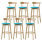 Scandinavian Rubberwood Low Back Barstool Milk Tea Shop Upholstered Stool Lake Blue 6 Piece Set Clearhalo 'Bar Furniture' 'Bar Stools' 'bar_stools' 'furn' 'furn_bar_stools' 'Furniture' 'Kitchen & Dining Furniture' 5154437